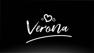 Verona siyah ve beyaz şehir el yazısı, logo ya da tipografi tasarımı için kalbi olan metinler.