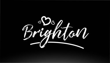 Brighton siyah ve beyaz şehir el yazısı logo veya tipografi tasarımı için kalple yazılmış metin