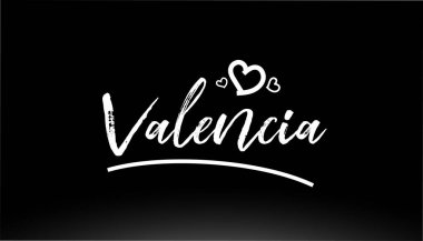 Valencia siyah ve beyaz şehir el yazısı logo veya tipografi tasarımı için kalple yazılmış.
