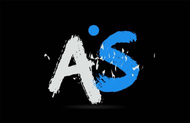 Grunge mavi beyaz harf kombinasyonu AS S siyah arkaplan bir şirket veya iş için uygun bir logo olarak