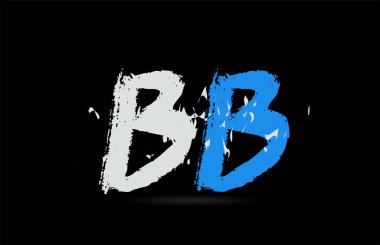 Grunge mavi beyaz harf kombinasyonu BB B B siyah arkaplan uygun bir logo bir şirket veya iş için