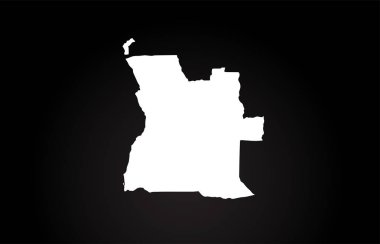 Angola siyah ve beyaz ülke sınır haritası logosu tasarımı. Siyah arkaplan