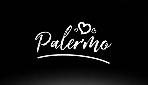 Palermo Ασπρόμαυρο City Hand Written Text Καρδιά Για Λογότυπο Τυπογραφικό — Διανυσματικό Αρχείο