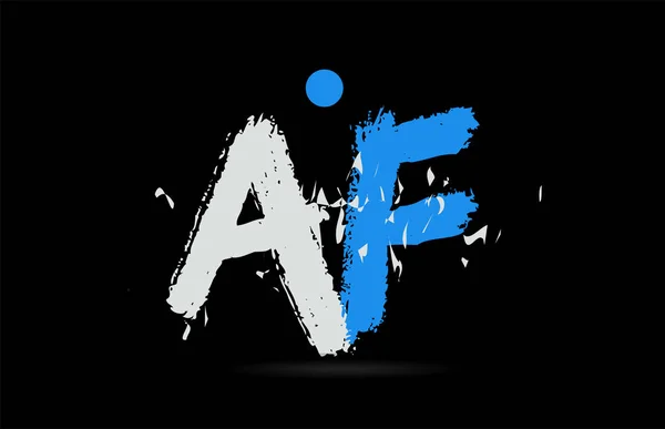 Grunge Blauw Wit Alfabet Lettercombinatie Zwarte Achtergrond Geschikt Als Logo — Stockvector