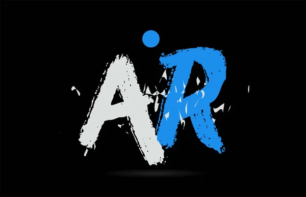Grunge Azul Alfabeto Blanco Combinación Letras Sobre Fondo Negro Adecuado — Vector de stock