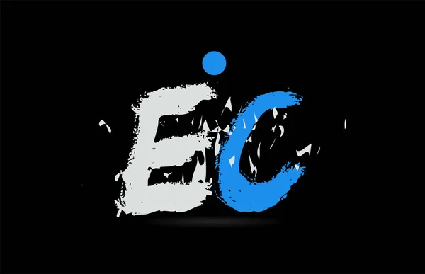 Grunge Bleu Blanc Alphabet Combinaison Lettres Sur Fond Noir Adapté — Image vectorielle