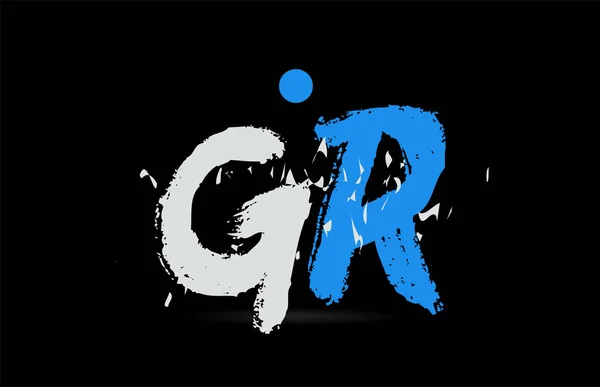 Grunge Blue White Alphabet Combination Black Background Suitable Logo Company — 图库矢量图片