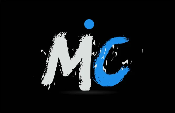 Grunge Blauw Wit Alfabet Lettercombinatie Zwarte Achtergrond Geschikt Als Logo — Stockvector