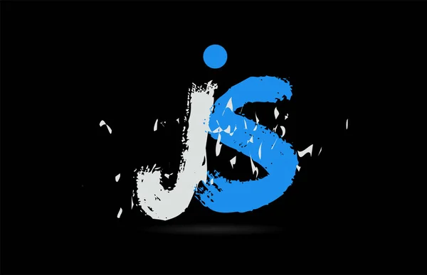 Grunge Blau Weiße Buchstabenkombination Auf Schwarzem Hintergrund Geeignet Als Logo — Stockvektor