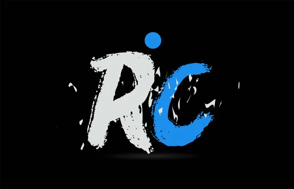 Grunge Blue White Alphabet Combination Black Background Suitable Logo Company — 图库矢量图片