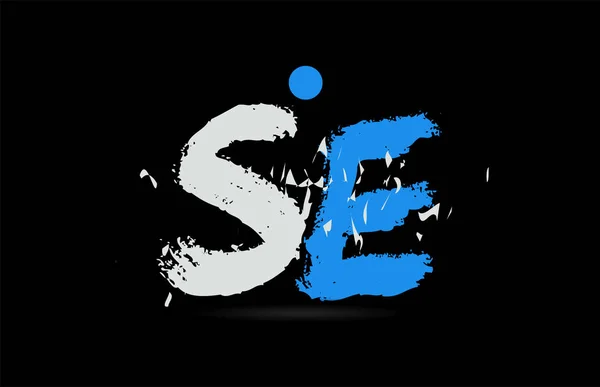 Комбінація Синьо Білої Літери Гранж Чорному Тлі Підходить Логотип Компанії — стоковий вектор