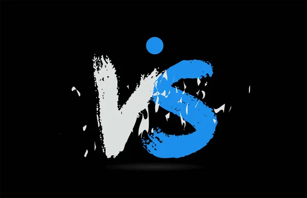 Grunge Blue White Alphabet Letter Combined Black Background Logo Company — 스톡 벡터