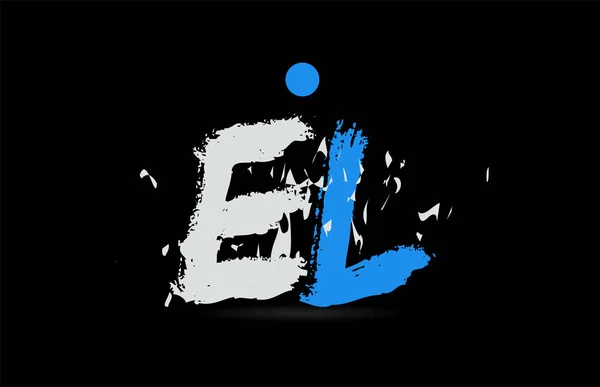 Grunge Blue White Alphabet Letter Combination Black Background Suitable Logo — 图库矢量图片