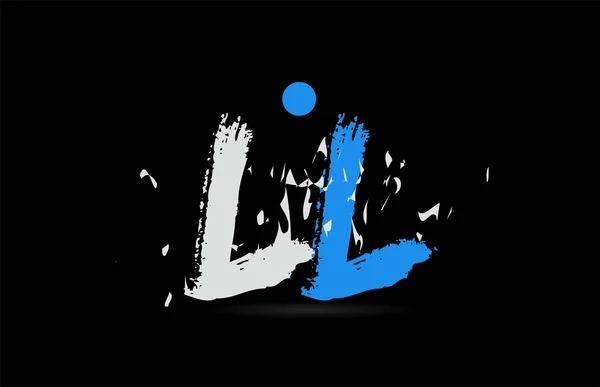 Grunge Blue White Alphabet Letter Combination Black Background Suitable Logo — стоковый вектор
