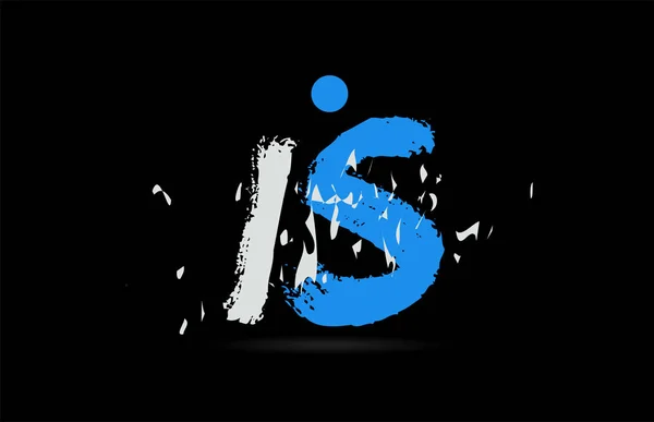 Grunge Blau Weiße Buchstabenkombination Auf Schwarzem Hintergrund Geeignet Als Firmenlogo — Stockvektor