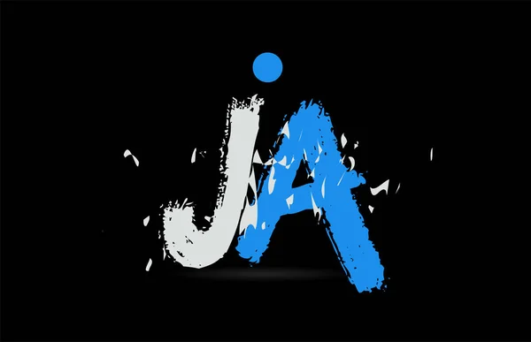 Grunge Azul Alfabeto Blanco Combinación Letras Sobre Fondo Negro Adecuado — Archivo Imágenes Vectoriales