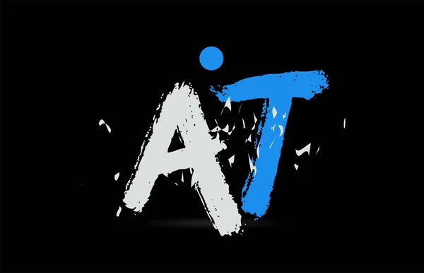 Grunge Combinación Letras Alfabeto Blanco Azul Sobre Fondo Negro Adecuado — Vector de stock
