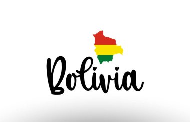 Bolivya ülkesi içinde logo simgesi tasarımı için uygun bir bayrak bulunan büyük metin