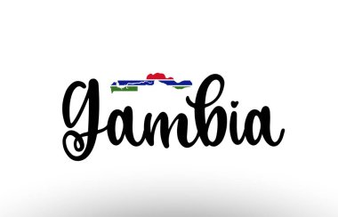 Gambiya ülkesi içinde logo simgesi tasarımı için uygun bir bayrak bulunan büyük metin