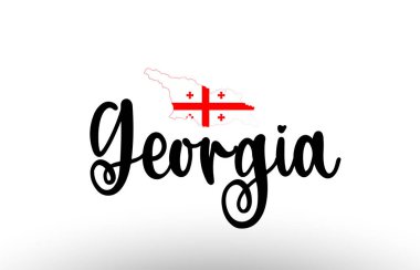 Gürcistan ülkesinin bayraklı büyük metni logo simgesi tasarımı için uygun