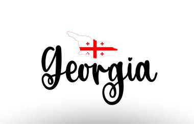 Georgia country big text with flag inside map suitable for a logo icon design clipart
