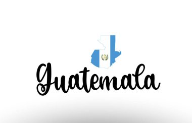 Guatemala ülkesi içinde logo simgesi tasarımı için uygun bir bayrak bulunan büyük metin
