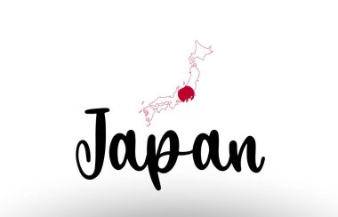 Bir logo simgesi tasarımı için uygun bayraklı Japonya ülkesi büyük metni