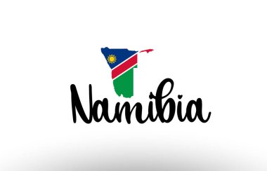 Namibya ülkesi içinde logo simgesi tasarımı için uygun bir bayrak bulunan büyük metin