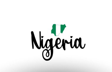 Nijerya ülkesi içinde logo simgesi tasarımı için uygun bir bayrak bulunan büyük metin