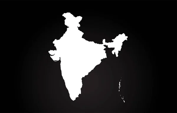 インド黒と白の国の国境地図のロゴデザイン 黒の背景 — ストックベクタ