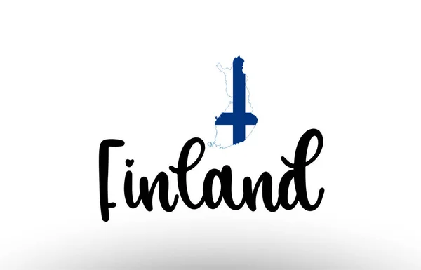 Finlande Grand Texte Avec Drapeau Intérieur Carte Adapté Pour Logo — Image vectorielle