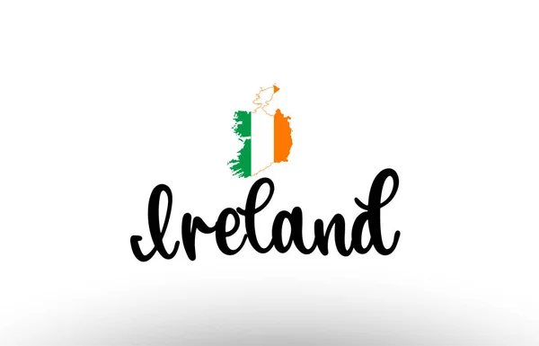 Irlanda País Grande Texto Com Bandeira Dentro Mapa Adequado Para —  Vetores de Stock