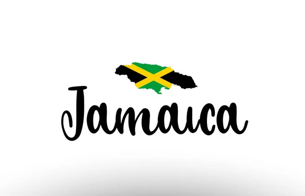 Большой Текст Страны Ямайка Флагом Внутри Карты Подходит Логотипа Иконки — стоковый вектор