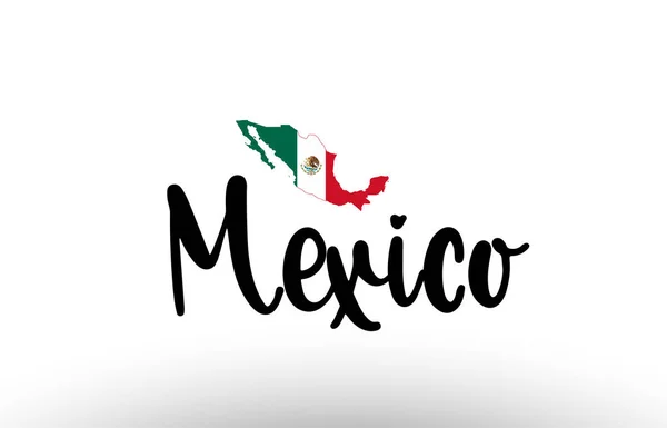 Mexiko Land Großer Text Mit Flagge Innerhalb Der Karte Geeignet — Stockvektor