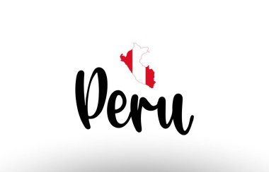 Bir logo simgesi tasarımı için uygun bayraklı Peru ülkesi büyük metni