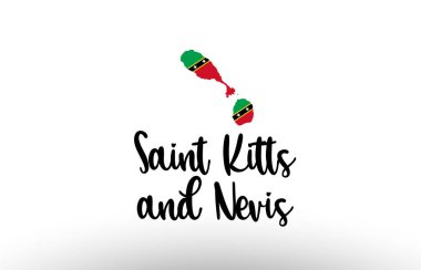 Saint Kitts ve Nevis ülkesi içinde logo simgesi tasarımı için uygun bir bayrak bulunan büyük metin
