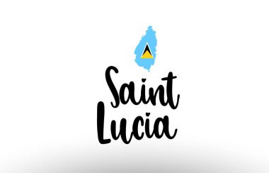 Saint Lucia ülkesi içinde logo simgesi tasarımı için uygun bir bayrak bulunan büyük metin