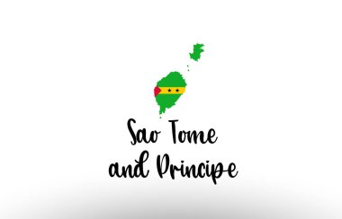 Sao Tome ve Principe ülkesi içinde logo simgesi tasarımı için uygun bir bayraklı büyük metin