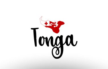 Tonga ülkesi içinde logo simgesi tasarımı için uygun bir bayrak bulunan büyük metin