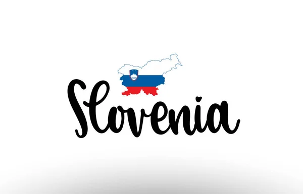 Slovenië Land Grote Tekst Met Vlag Binnenkant Kaart Geschikt Voor — Stockvector