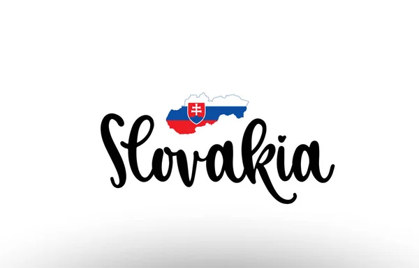 Slowakije Land Grote Tekst Met Vlag Binnenkant Kaart Geschikt Voor — Stockvector