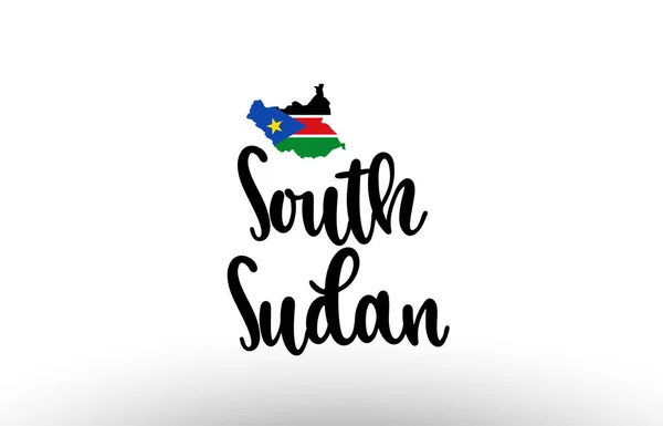 Sudan Południowy Kraj Duży Tekst Flagą Wewnątrz Mapy Nadaje Się — Wektor stockowy