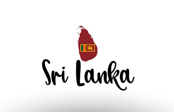 Sri Lanka País Texto Grande Con Bandera Dentro Del Mapa — Vector de stock