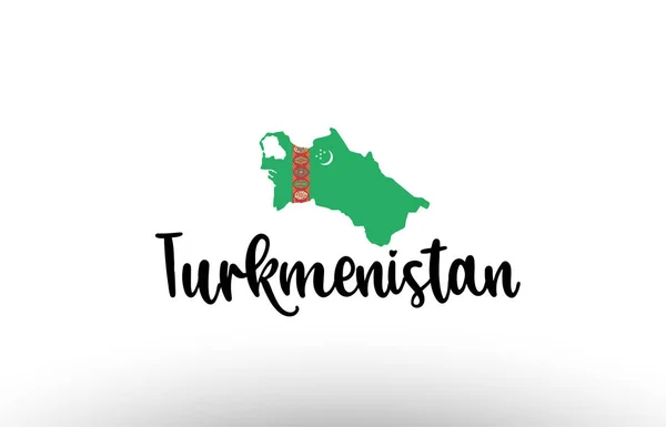 Большой Текст Туркменистана Флагом Внутри Карты Подходит Логотипа Иконки — стоковый вектор