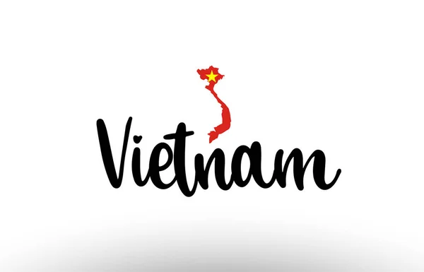 Wietnam Kraj Duży Tekst Flagą Wewnątrz Mapy Nadaje Się Projektu — Wektor stockowy
