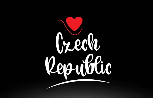 Czech Republic Country Text Red Love Heart Black Background Suitable — Stock Vector