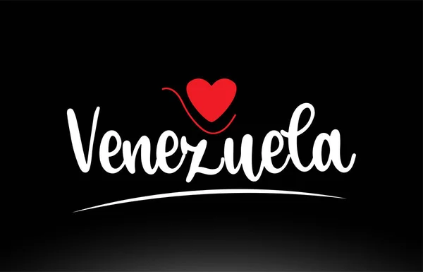 Venezuela Country Text Red Love Heart Black Background Suitable Logo — Stock Vector