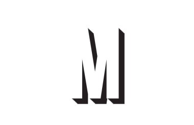 Bir şirket veya işletme için logo olarak uygun siyah ve beyaz m alfabesi harfi