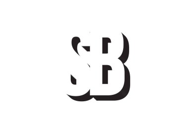 Siyah ve beyaz sb 'nin alfabe harf kombinasyonu bir şirket veya iş için uygun bir logo olarak