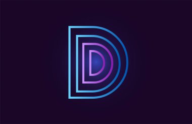 d satır mavi alfabe harfinin bir şirket veya işletme için logo olarak uygun gradyan renk dizaynı